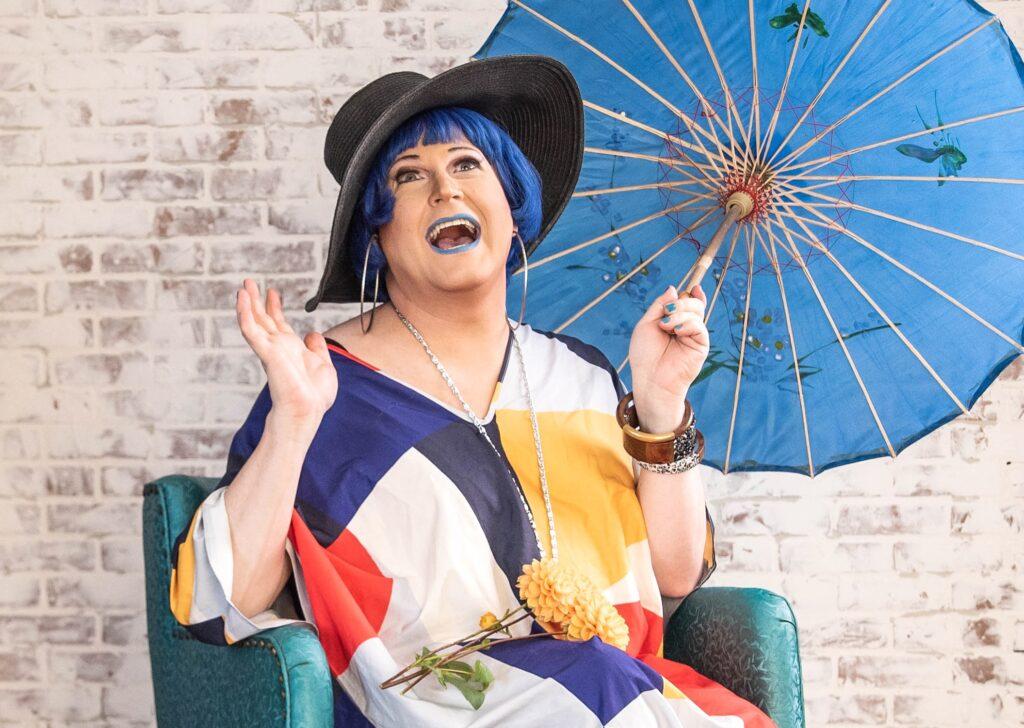 Tyffanie Morgan with blue parasol