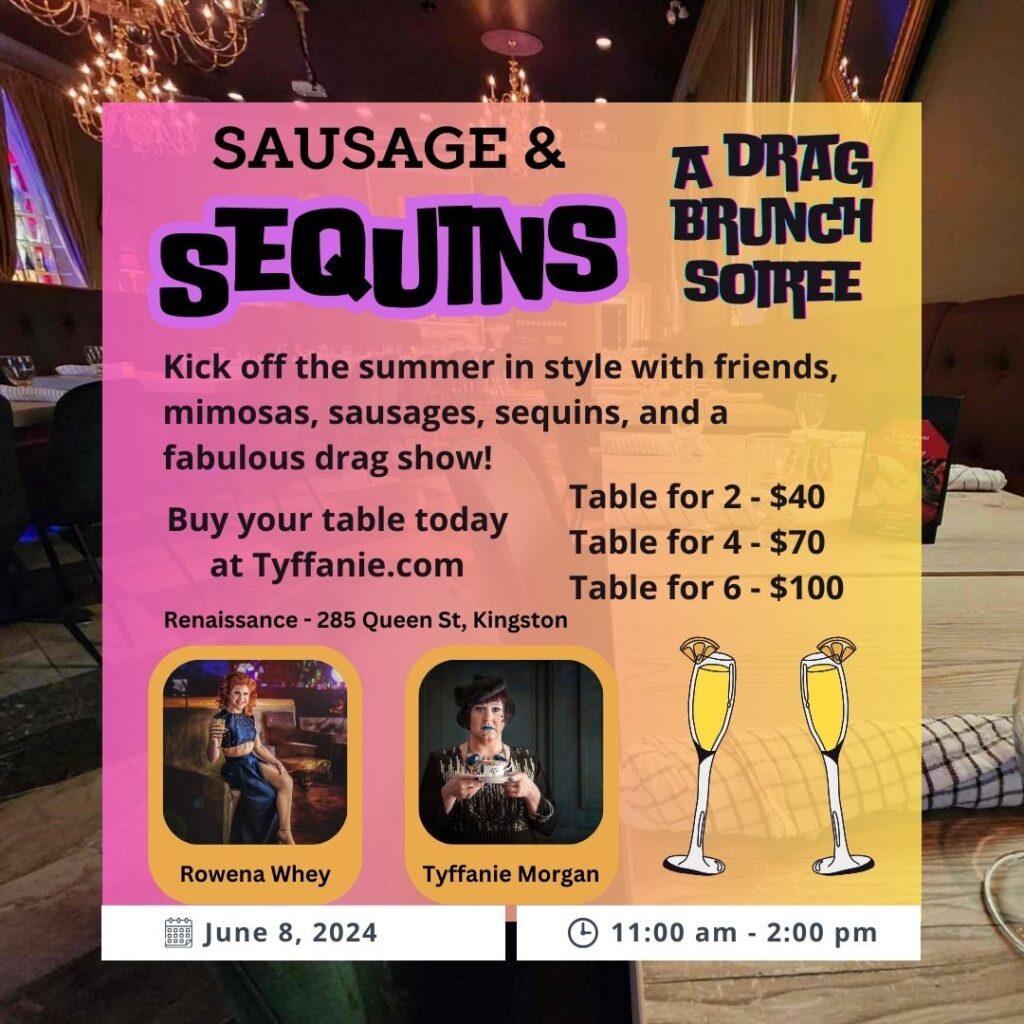 Sausage and Sequins drag brunch on June 8, 2024